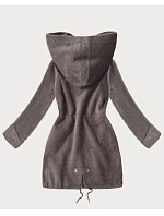 Bunda z kakaovej vlny alpaka s kapucňou (W214#)