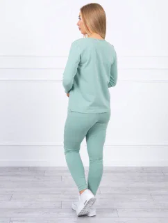 Súprava s gombíkovým výstrihom tmavo mätová