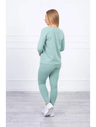 Súprava s gombíkovým výstrihom tmavo mätová