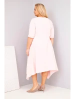 Dámska bavlnená sukňa s asymetrickým lemom Plus Size Powder Pink