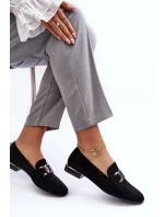 Mokasyny Damskie Z Ozdobą Czarne Camilena - Zamsz