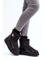 Wsuwane Śniegowce Damskie Na Platformie Czarne Gattea