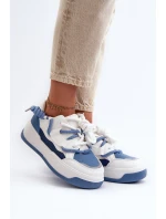 Sneakersy Damskie Na Platformie Niebieskie Moariella