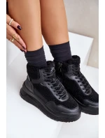 Sneakersy Damskie Na Platformie Z Futerkiem Typu Baranek Lee Cooper LCJ-24-47-3145 Czarne