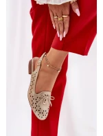 Ażurowe Baleriny Z Odkrytą Piętą Złote Navinnia