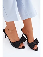 Dámské sandály na jehlovém podpatku s mašlí Černé Jelessa