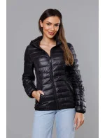 Čierna dámska prešívaná bunda pre prechodné obdobie (5M785-392)