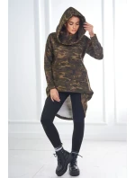 Mikina moro s dlhým chrbtom khaki+zelená
