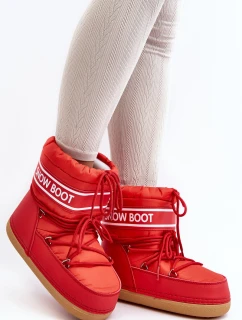 Damskie Wiązane Śniegowce Czerwone Soia