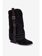 Kozačky Dámské Kovbojky Se Zdobením A Přezkou Černé Camilora
