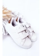 Detské tenisky so suchým zipsom Biela a ružová zlatá roztomilá dievčina Detské tenisky so suchým zipsom Biela a ružová zlatá roztomilá dievčina