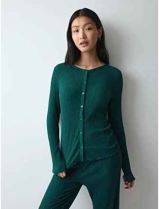 Dámsky sveter Versatile Rib Cardigan LSL, zelený (Green) – TRIUMPH Dámsky sveter Versatile Rib Cardigan LSL, zelený (Green) – TRIUMPH