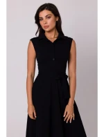 B261 Bavlnené šaty vo fitted strihu - čierne