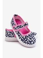 Dziecięce Baleriny Na Rzep W Print Granatowo-Różowe Selah