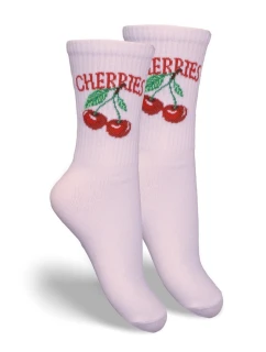 Skarpetki Dziecięce Młodzieżowe CHERRIES Pudrowy Róż