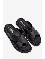 Big Star Pánske kožené papuče TT174217 Black