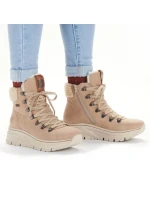 Dámske členkové zateplené topánky W RKR572 Hnedo-béžová - Rieker