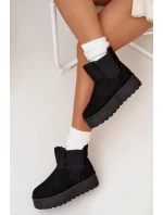 Damskie Śniegowce Z Elastyczną Wstawką Czarne Kiora