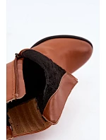 Dámske zateplené čižmy na podpätku Medicine RW16-OBD428-80X Camel