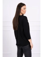 Blúzka s 3D grafikou vtáka čierna