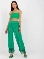 Dámske široké nohavice DHJ SP 20822.37 zelená - FPrice Dámske široké nohavice DHJ SP 20822.37 zelená - FPrice
