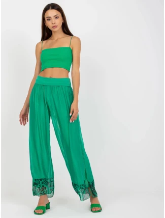 Dámske široké nohavice DHJ SP 20822.37 zelená - FPrice Dámske široké nohavice DHJ SP 20822.37 zelená - FPrice