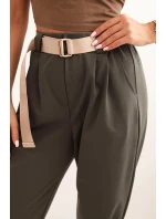 Letné nohavice Punto so zapínaním na gombíky tmavá khaki