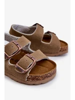 Sandałki Dziecięce Na Korkowej Platformie Zapinane Na Rzep Khaki Rorria