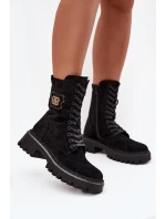 Botki Wokrery Damskie Z Ozdobnym Elementem Ocieplane Czarne Kalindra Botki Wokrery Damskie Z Ozdobnym Elementem Ocieplane Czarne Kalindra