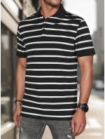 Pánska pruhovaná polokošeľa čierna FashionStreet PX0636
