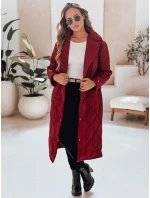 Dámsky prešívaný dlhý kabát TRENDIFY bordový FashionStreet TY4940