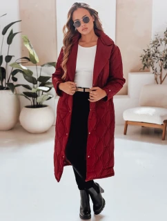 Dámsky prešívaný dlhý kabát TRENDIFY bordový FashionStreet TY4940