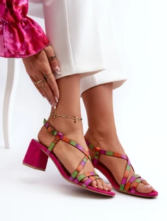 Zamszowe Sandały Na Niskim Słupku Maciejka 06653-15 Fuksja