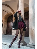 Dámské kozačky na jehlovém podpatku s páskem bordó Lisanne