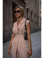 Dámsky overal s asymetrickým vzorom M780 Beige - MOE Dámsky overal s asymetrickým vzorom M780 Beige - MOE