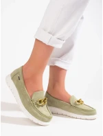 Pohodlné dámske zelené mokasíny bez podpätku Pohodlné dámske zelené mokasíny bez podpätku