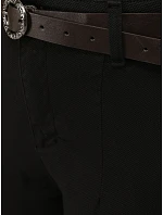 Dámske nohavice slim fit s opaskom TAIRONIK, čierne, FashionStreet UY2721 Dámske nohavice slim fit s opaskom TAIRONIK, čierne, FashionStreet UY2721