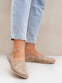 Eleganckie Zamszowe Espadryle W Kwiaty Damskie Zazoo 10177 Beżowe