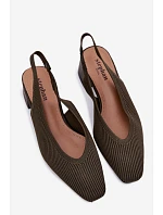 Materiálové dámské sandály na podpatku tmavě zelené Marcelle