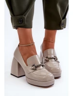 Półbuty Lakierowane Damskie Na Słupku Szare D&A MR38-906