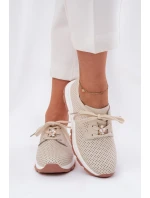 Skórzane Półbuty Damskie Z Przypinką Artiker 54C1811 Beżowe