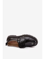 Lakierowane Mokasyny Damskie Z Ozdobną Klamrą S.Barski HY52-546 Czarne