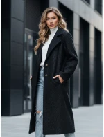 Dámsky dlhý kabát z ovčej kože čierny FashionStreet NY0754z