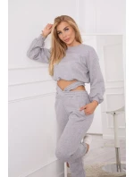 Zateplená súprava s krátkou mikinou šedá