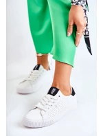 Damskie Skórzane Tenisówki BIG STAR HH274071 Biało-Czarne