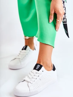 Damskie Skórzane Tenisówki BIG STAR HH274071 Biało-Czarne