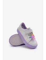 Dziecięce Sneakersy Trampki Z Przypinką Biało-Fioletowe Pennyn