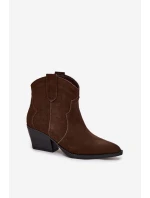 Wsuwane Botki Kowbojki Damskie Z Naturalnego Zamszu Czekoladowe Beretta