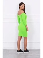 Pruhované vypasované šaty zelené neónové