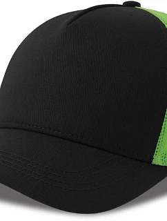 Atlantis Headwear Rapper Cotton-S 5-panelová truckerová čiapka 33.0260 čierna/zelená fluo